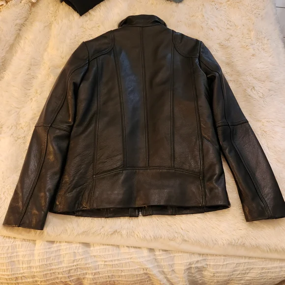 Reed Lambskin Leather Women's Black Zip Up Jacket Size Medium - Picture 3 of 14